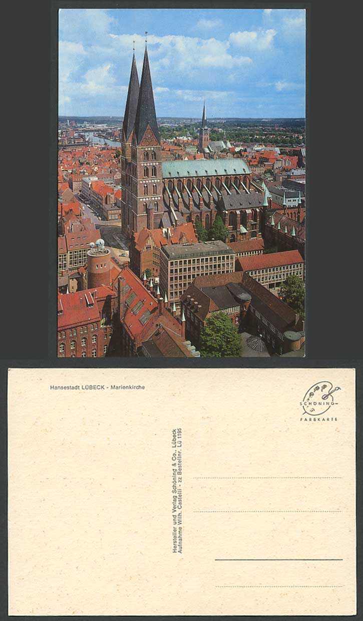 Germany Postcard LUEBECK Hansestadt Lubeck Marienkirche Church Cathedral Street