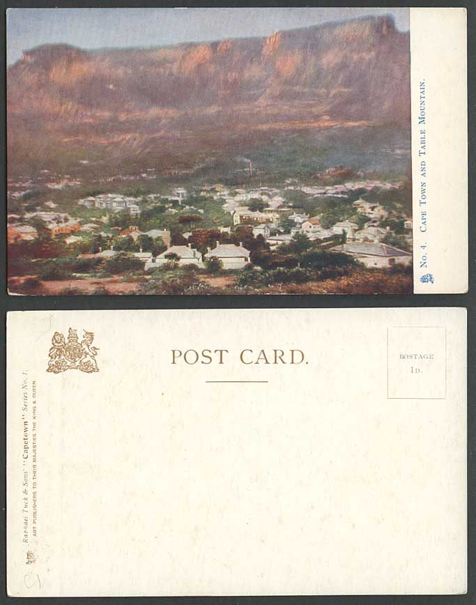 South Africa Old Tuck's Postcard Cape Town and Table Mountain Capetown U.B. No.4