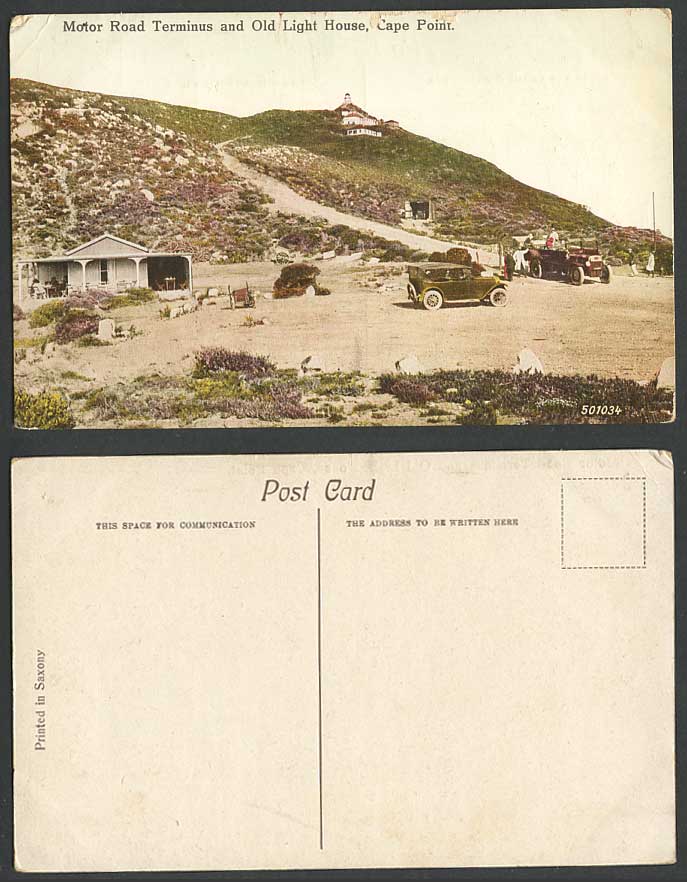 South Africa Vintage Postcard Motor Road Terminus Old Lighthouse Cape Point Cars