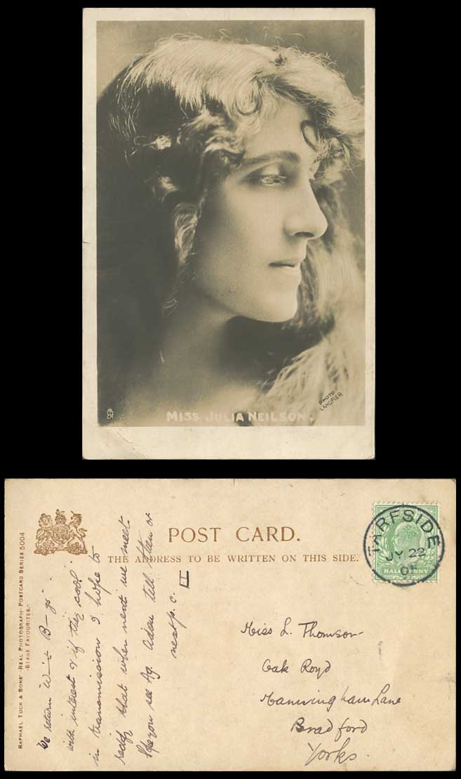 Edwardian Actress Miss Julia Neilson 1905 Old Tuck's Real Photograph Postcard RP