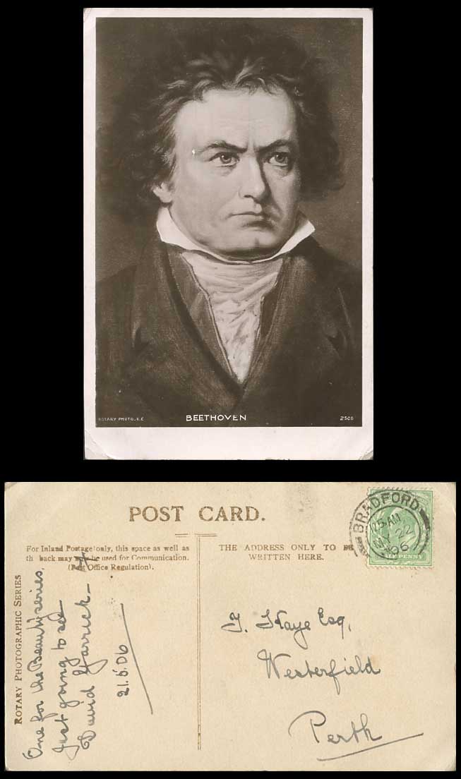 Ludwig van BEETHOVEN, German Composer Musician Portrait 1906 Old Postcard Rotary
