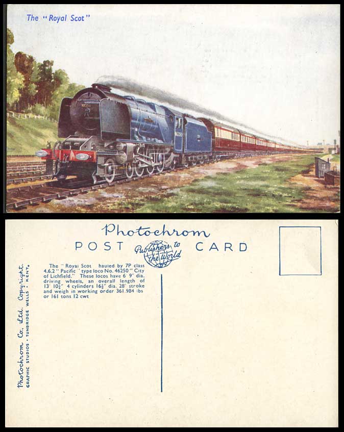 The Royal Scot 46250 Pacific Type Lichfield Locomotive Train Engine Old Postcard