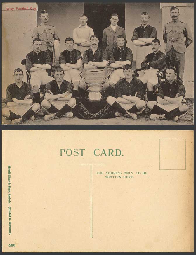 India Old Postcard British Indian Army Football Cup, Footballers Military Sports