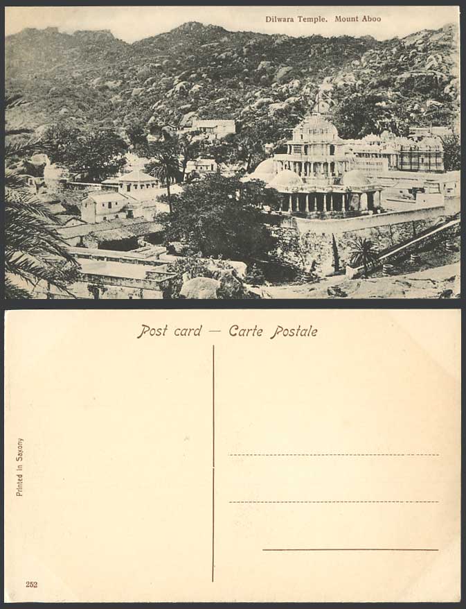 India Old Postcard Dilwara Temple Mount Aboo Abu Mountains Hills Rocks Palm Tree