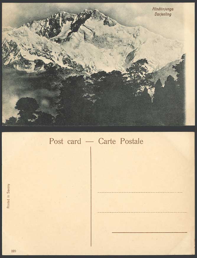 India Old Postcard Kinchinjunga Darjeeling 28156 feet Height Snowy Mountains 320