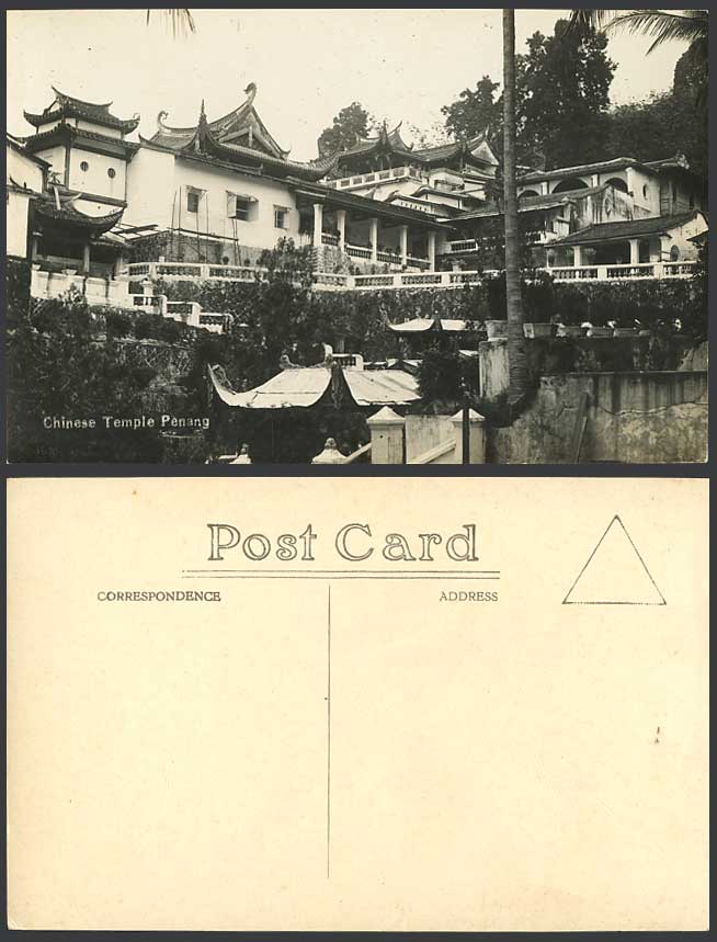 Penang Old Real Photo Postcard Chinese Temple Ayer Itam Temple Malay Malaya Tree