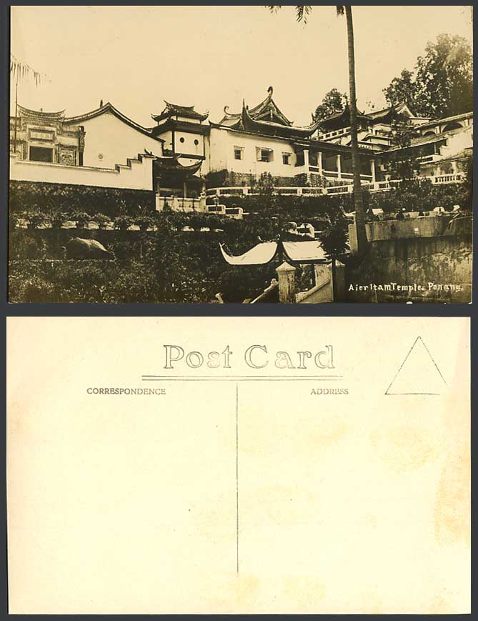 Penang Old Real Photo Postcard Aier Ayer Itam Temple, Chinese Buddhist Temple RP