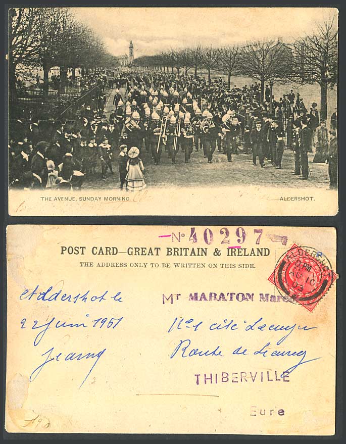 Aldershot The Avenue Sunday Morning Music Band Procession Boys 1903 Old Postcard