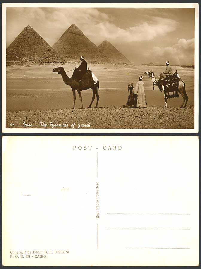 Egypt Old R.P. Postcard Cairo Pyramids Giza Guizeh Pyramides Camel Riders Camels