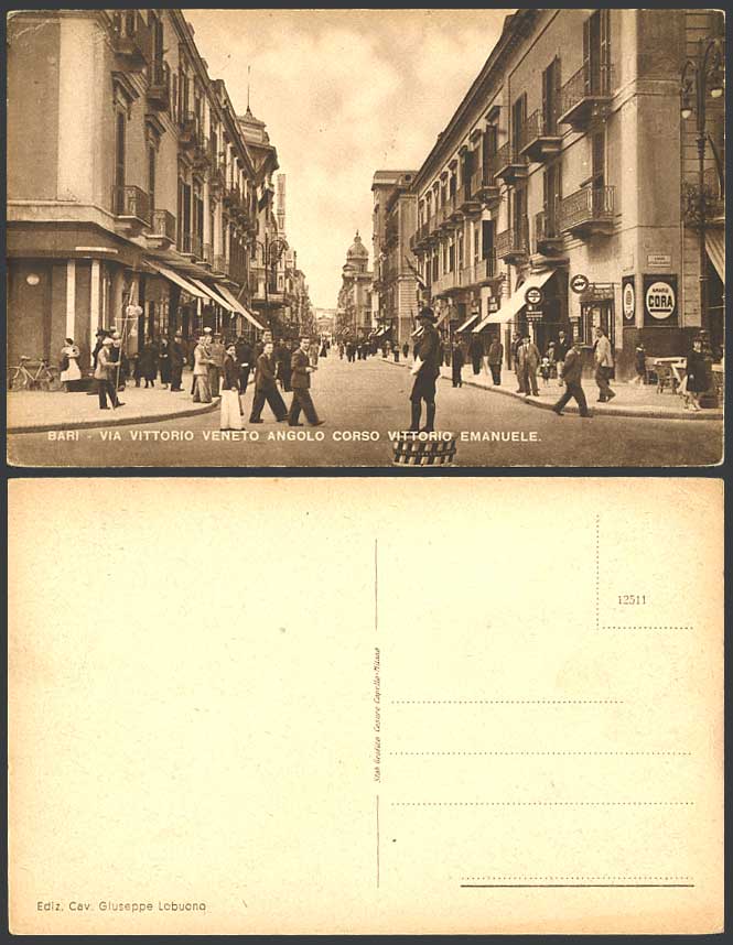 Italy Old Postcard BARI Via Vittorio Veneto Angolo Corso Vittorio Emanuele Roads