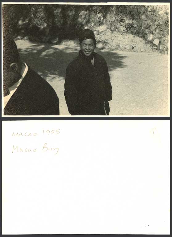 Macau Portuguese Macao Boy Chinese China 1955 Old Real Photo Photograph Card RP