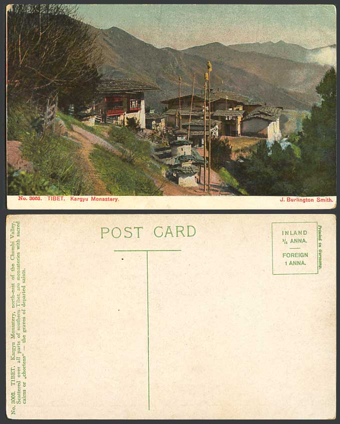 TIBET China Old Postcard Kargyu Kagyu Monastery, Chumbi Valley, Himalaya Tibetan