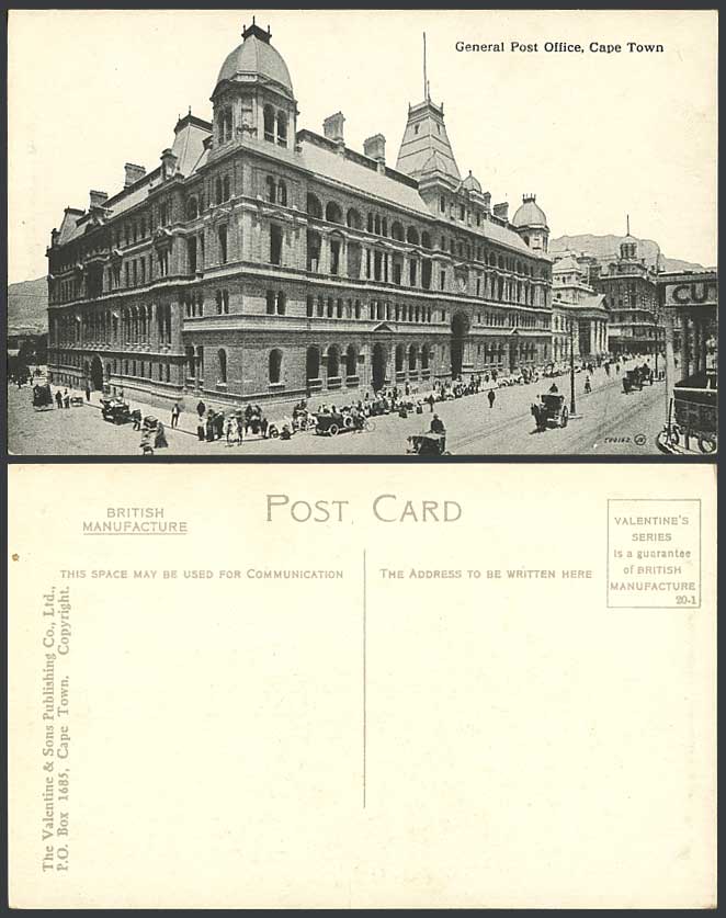 South Africa Old Postcard Cape Town General Post Office & Adderley Street Scene