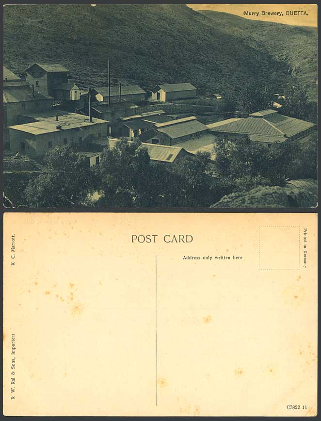 Pakistan Old Postcard Murree Murry Brewery Quetta, Established 1861 General View