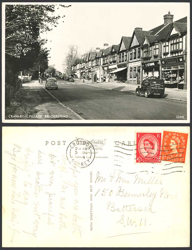Sanderstead Cranleigh Parade Street EA Geddes Medical Supplies 1959 Old Postcard