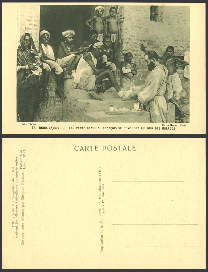 India Old Postcard Ajmer French Capuchin Fathers dedicated to The Sick Lady Boys