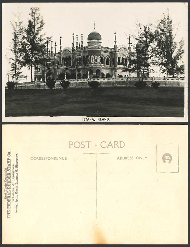 SELANGOR Vintage Old Real Photo Postcard ISTANA KLANG Mahkota Puri Palace Malaya