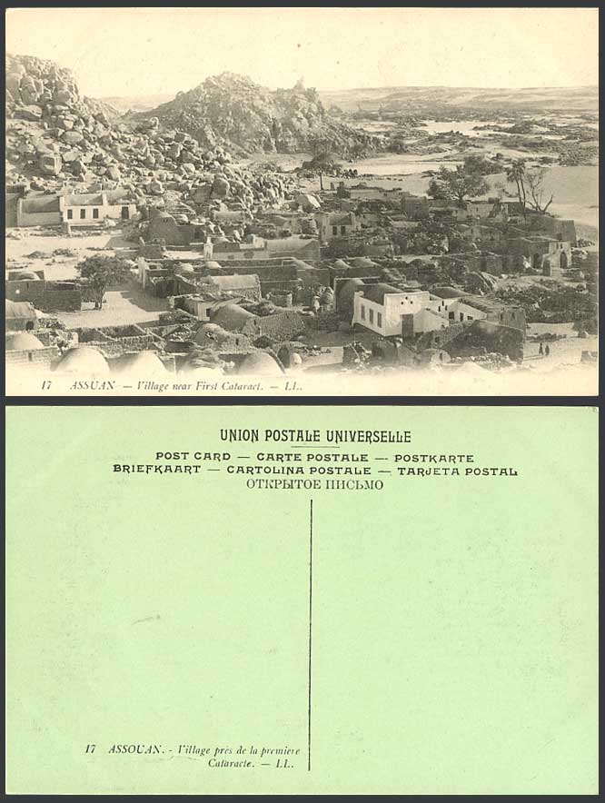 Egypt Old Postcard Assuan Village nr First Cataract Panorama Aswan Assouan LL 17
