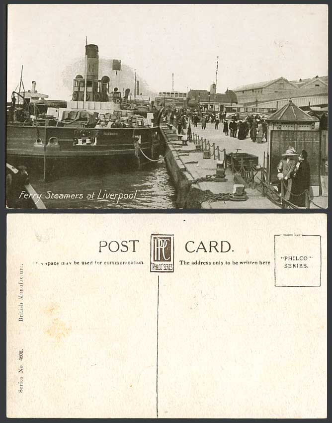 Liverpool Ferry Steamers Steamer Steam Ship Boat Quay Wharf Harbour Old Postcard