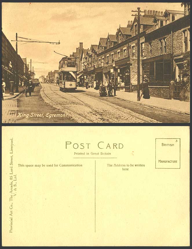 Egremont King Street Scene Tram N4 Tramway Bicycle Shops Shopfronts Old Postcard