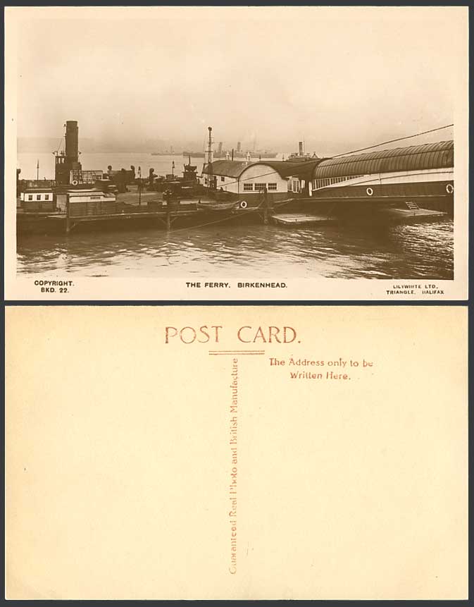 Birkenhead The Ferry Boat Ship Steamer Steam Ships Quay Old Real Photo Postcard