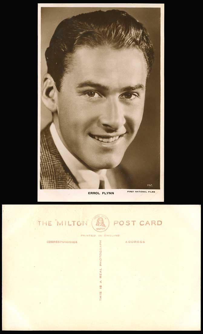 Australian Actor Errol Flynn, Known for Romantic Swashbuckler Roles Old Postcard