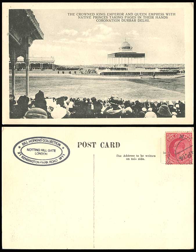 India Crowned King Queen Native Prince Coronation Durbar Delhi 1911 Old Postcard