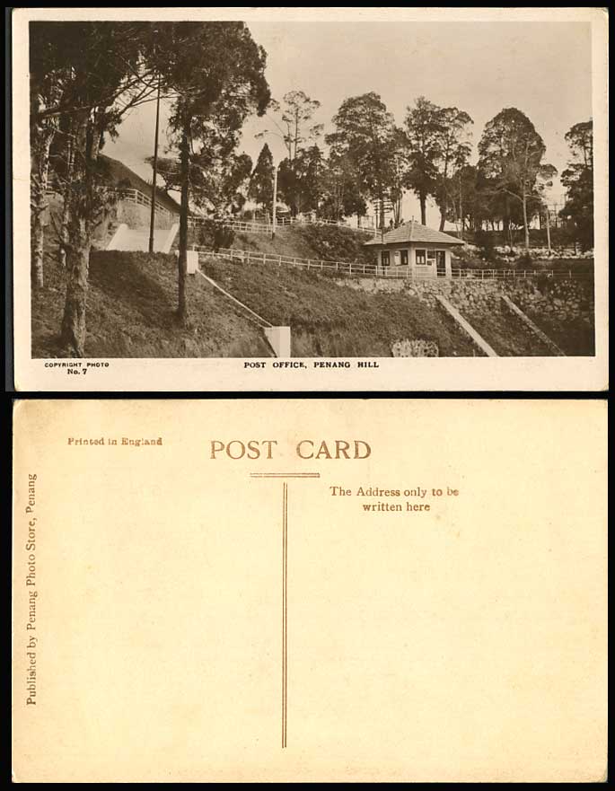 Penang Hill Post Office Old Real Photo Postcard Straits Settlements Malaya Malay