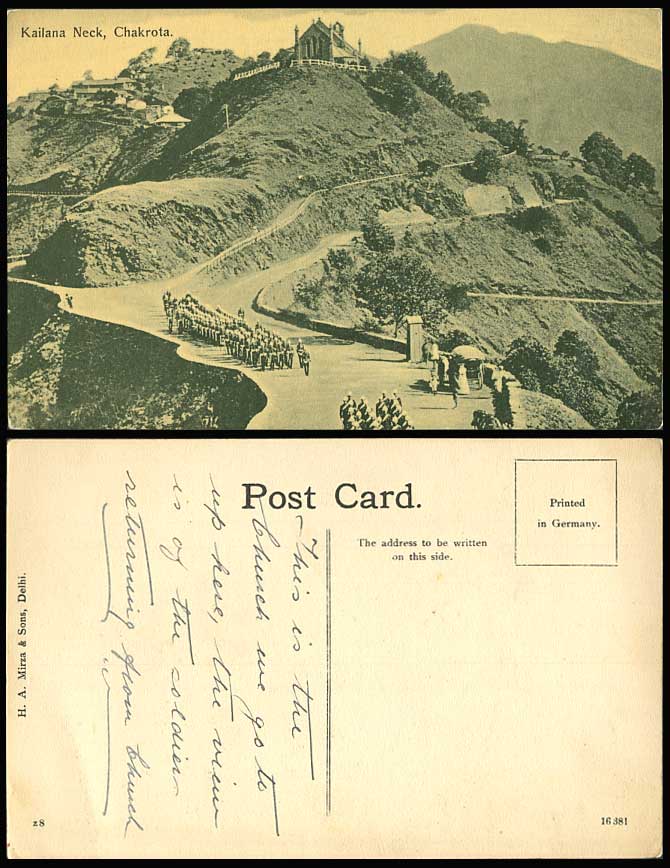 India Old Postcard Kailana Neck Chakrota Soldiers Parade Mountains, Street Scene