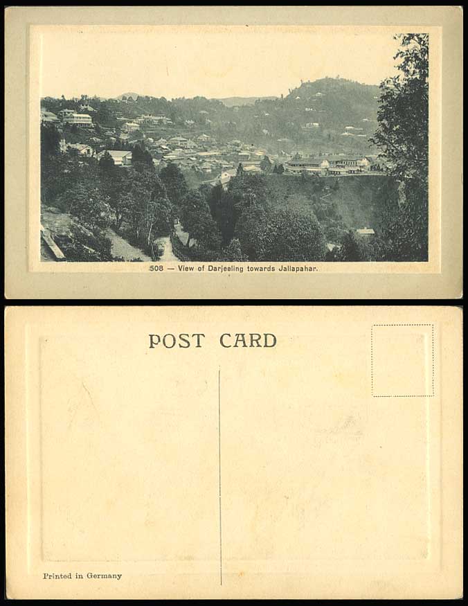 India Old Embossed Postcard View of Darjeeling towards JALLAPAHAR Mountain Hills