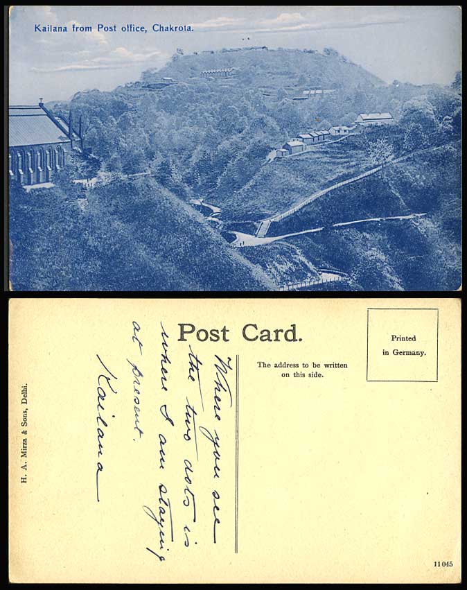 India Old Postcard Kailana from Post Office Chakrota, Mountains Hills & Panorama