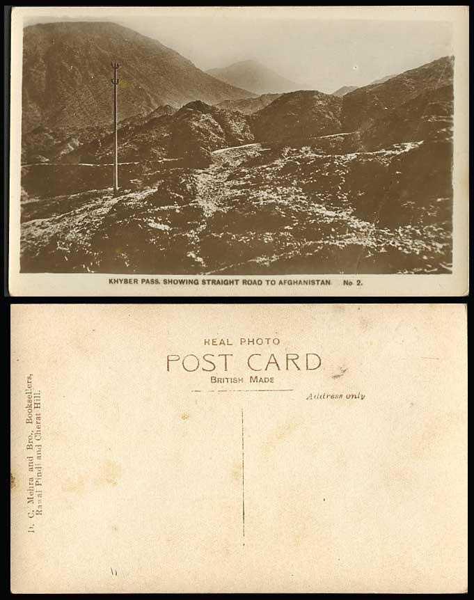 Pakistan KHYBER PASS, Shows Straight Road to Afghanistan Old Real Photo Postcard