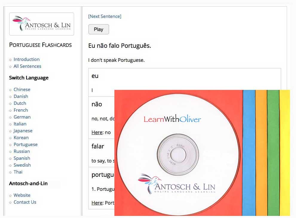 Portuguese Language Course Studio Quality Voiceover 300 Lessons CD-ROM & Website