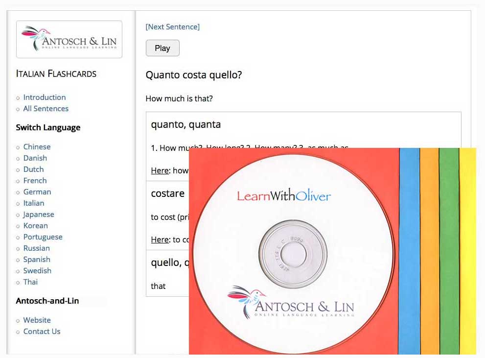 Italian Language Course Studio Quality Voiceover 300 Lessons on CD-ROM & Website