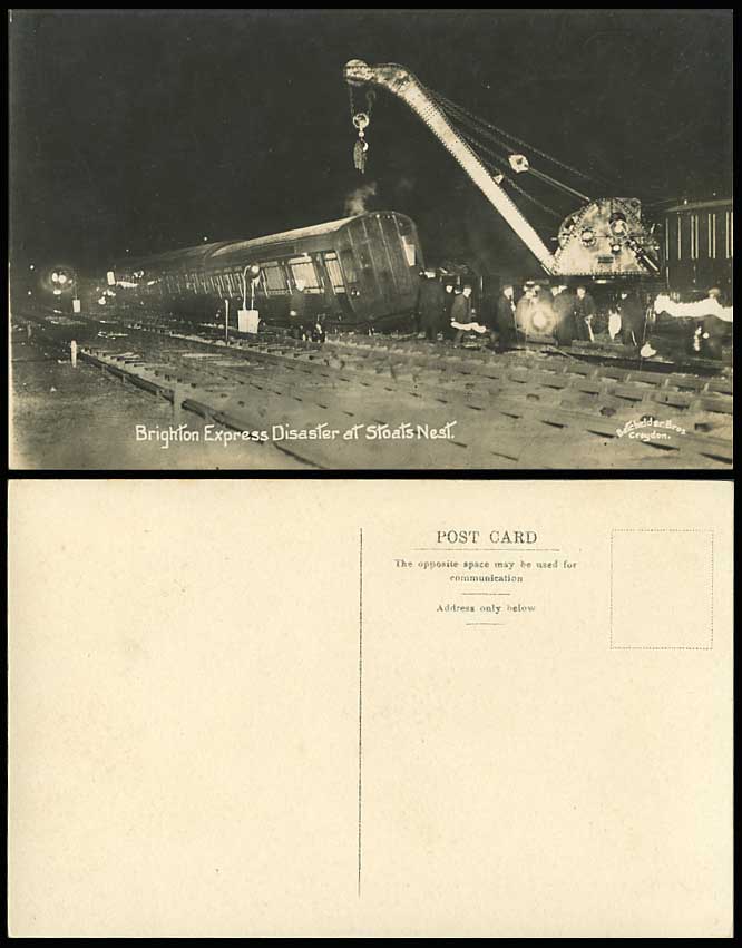 Brighton Express Disaster Stoats Nest, Train Wreck, 29 January 1910 Old Postcard