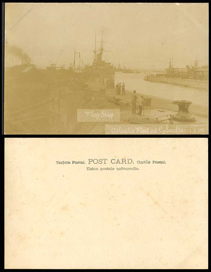 Gibraltar, Flag Ship Atlantic Fleet, 1.3. 1905 Old Postcard Battleships Warships