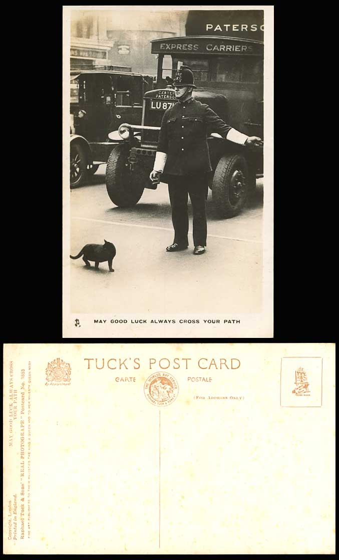 Police, Good Luck Black Cat Kitten Express Carriers Carter Paterson Old Postcard