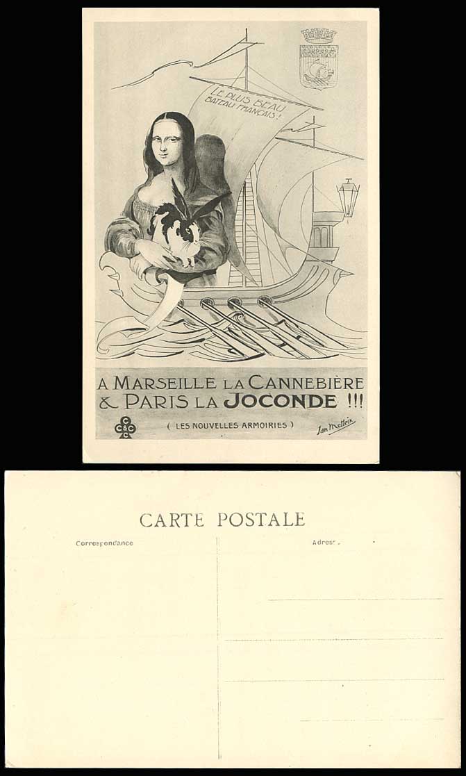 Jan Metteix MONA LISA Rabbit Old Postcard The Most Beautiful French Sailing Boat