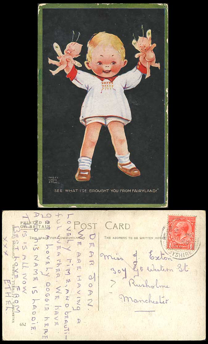 MABEL LUCIE ATTWELL 1926 Old Postcard See What I Brought You From Fairyland! 652