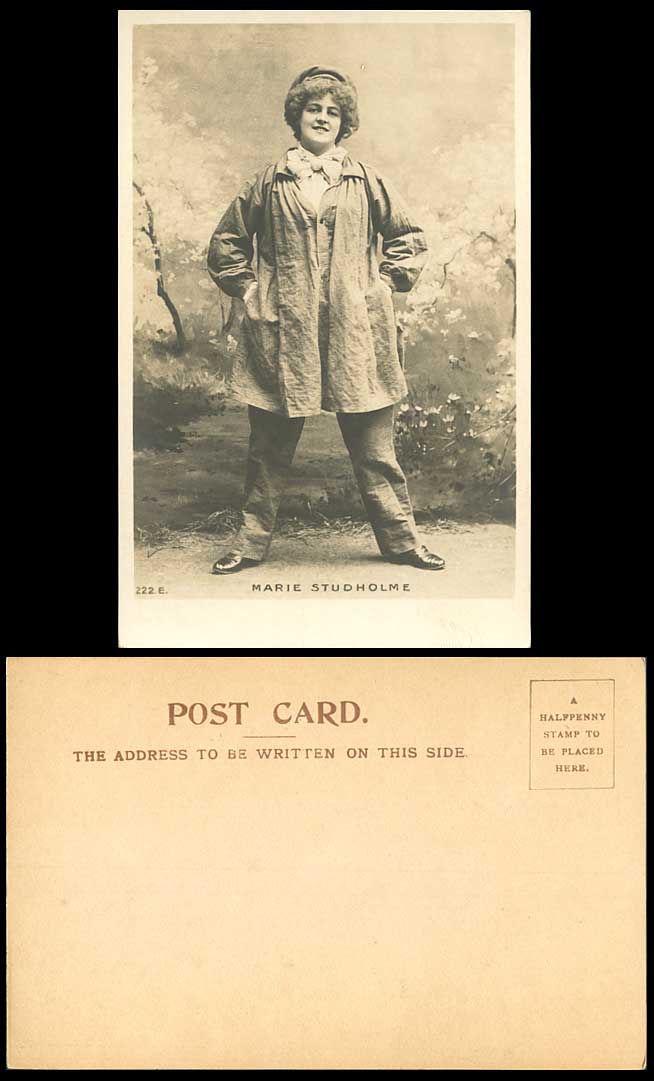 Edwardian Actress Miss MARIE STUDHOLME Costumes Old Real Photo UB Postcard 222.E