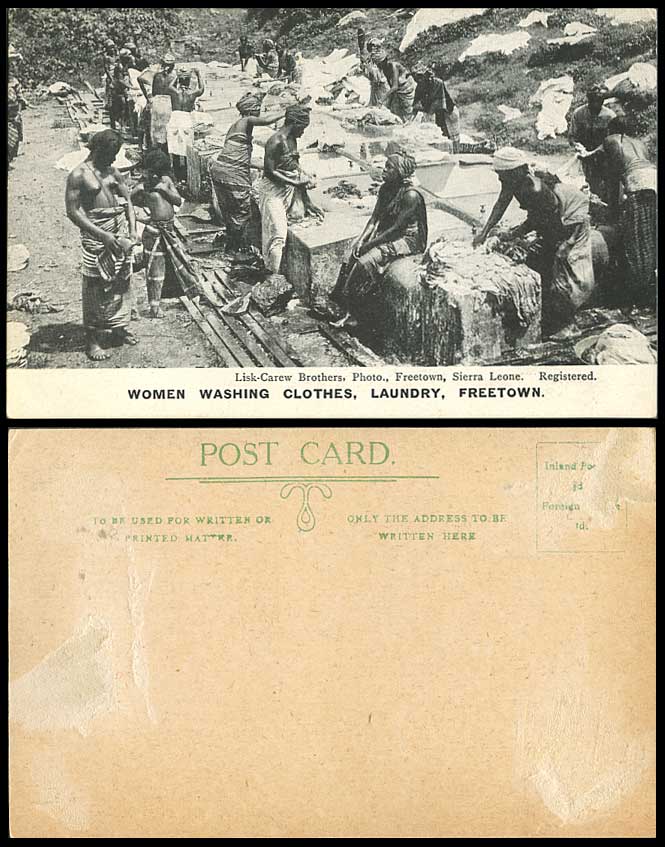 Sierra Leone Old Postcard Freetown Native Women Washing Clothes, Laundry, Ethnic