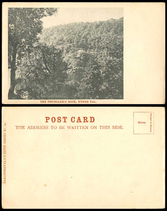 India Old Postcard The Smuggler's Rock NYNEE TAL, Naini Tal Lake, Taraporevala's