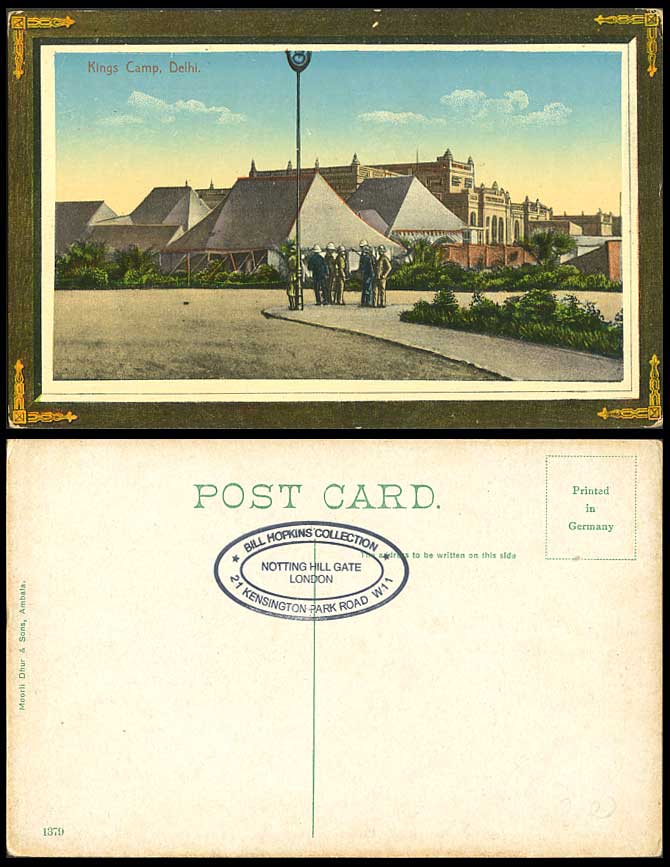 India 1911 Old Colour Postcard King's Camp Delhi, Coronation Durbar Tents Street