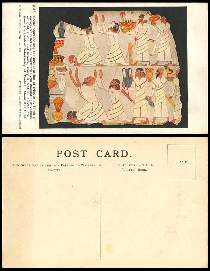 Egypt Old Postcard Semitic Envoy Tribute Rethen Northern Syria Thebes Sebekhetep