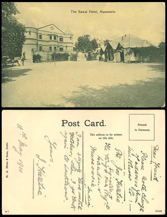 India 1911 Old Postcard THE SAWAI HOTEL Mussoorie, Tennis Courts Sports Himalaya