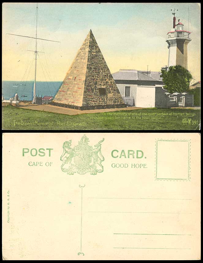 South Africa Old Postcard Lighthouse The Donkin Memorial Port Elizabeth, Pyramid