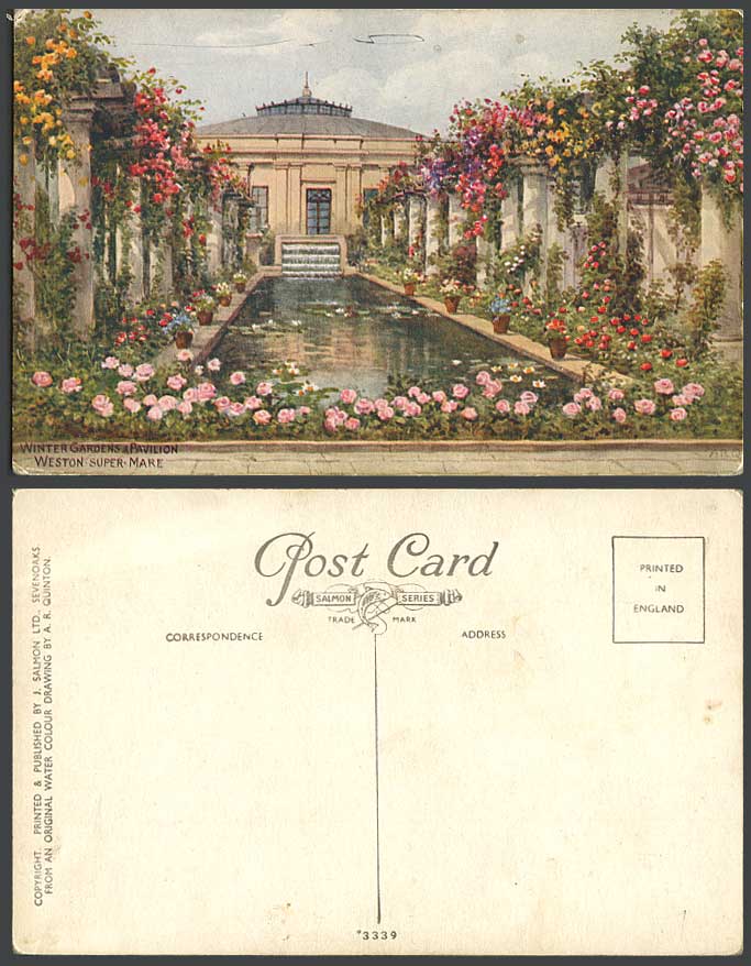 AR Quinton Old Postcard Winter Gardens Pavilion, Weston-Super-Mare Somerset 3339