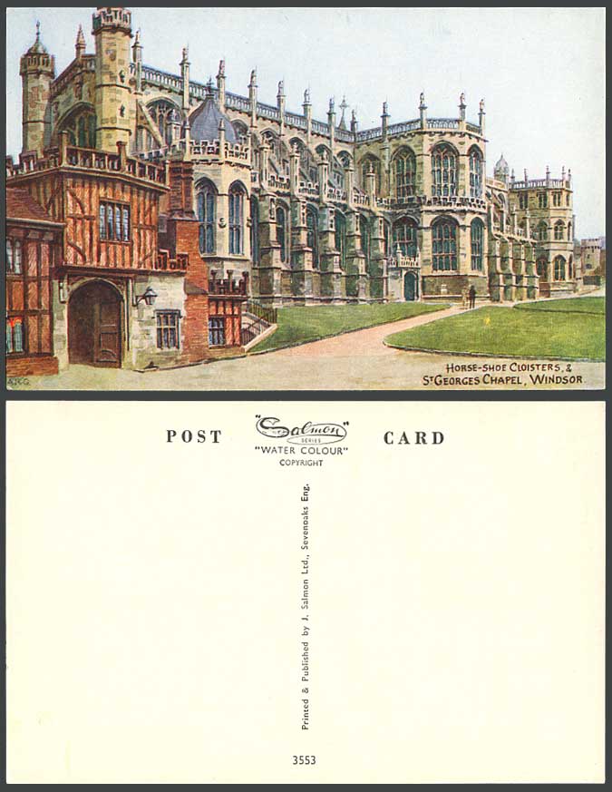 A.R.Q. Quinton Old Postcard Horse-Shoe Cloisters St. Georges Chapel Windsor 3553