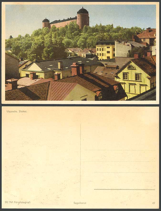 Sweden Old Postcard Uppsala Slottet Castle, Palace, Houses & Buildings Sagokonst