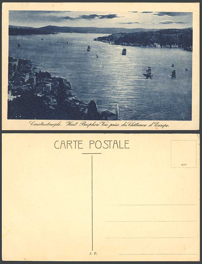 Turkey Constantinople Old Postcard Haut Bosphore Vue prise des Chateaux d'Europe
